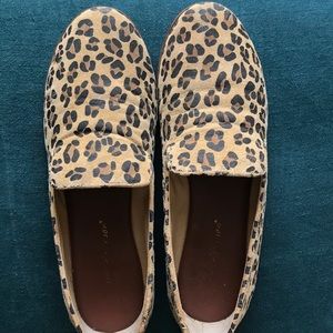 Matt Bernson leopard print suede smoking slippers.